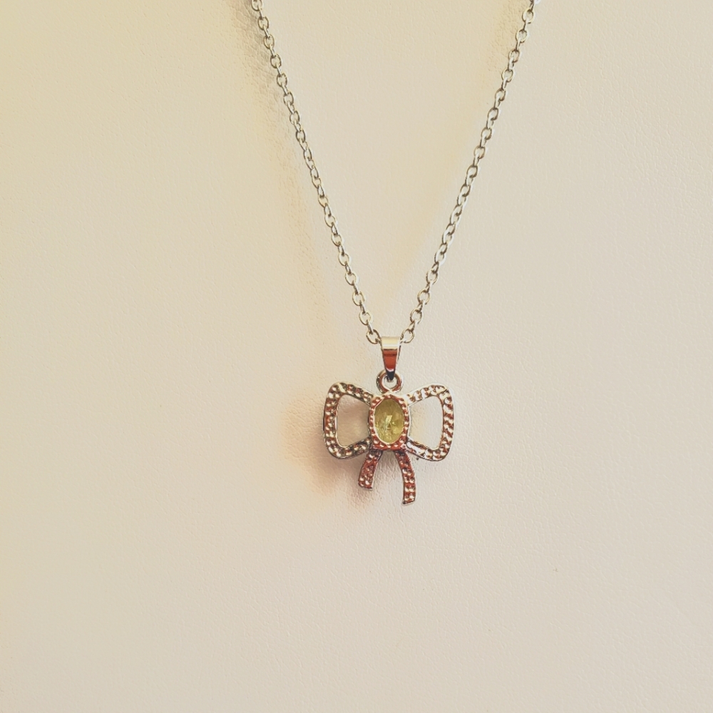 Yellow Citrine Bow Fashion Necklace